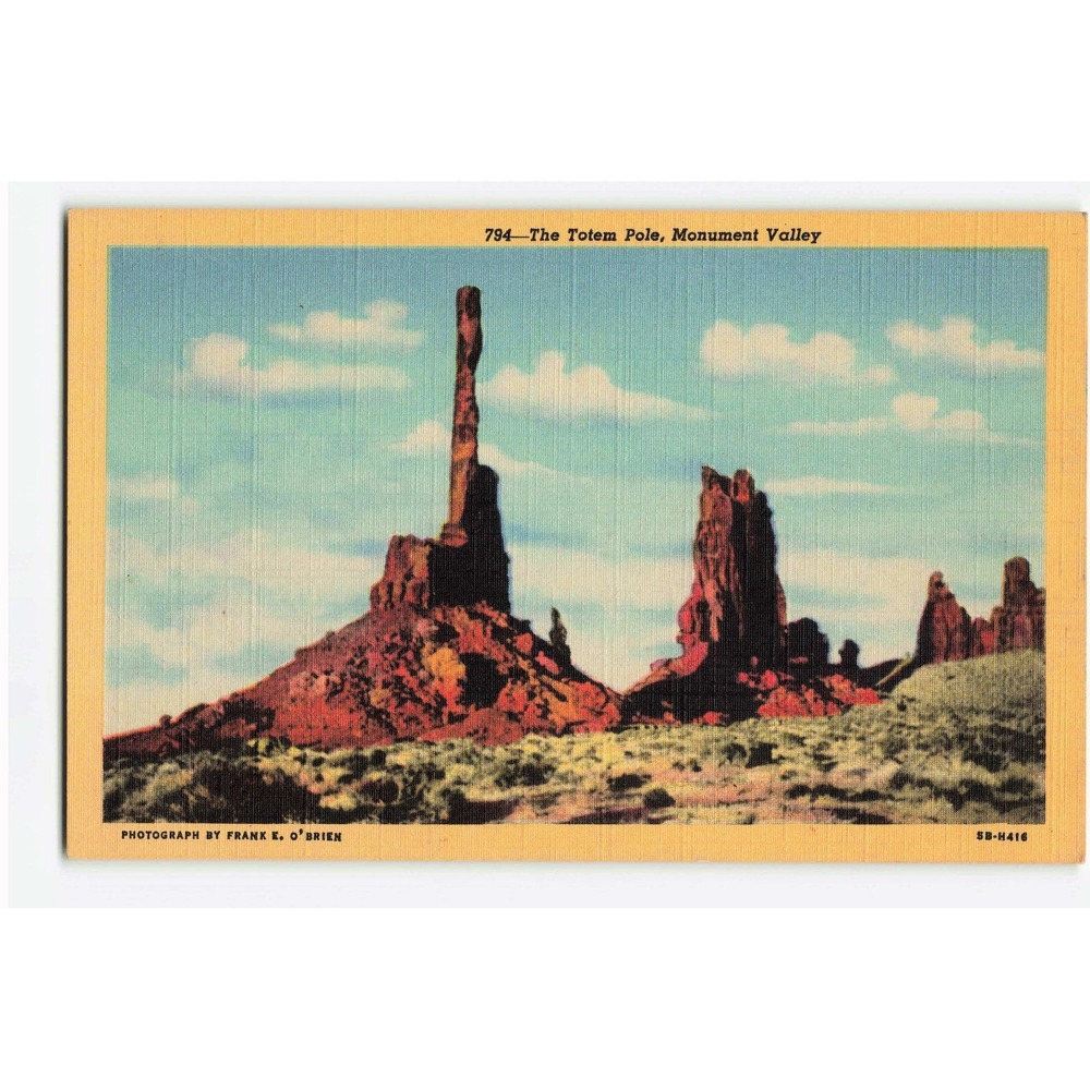 Vintage The Totem Pole Monument Valley Linen Postcard Frank E. O'Brien SB-H416